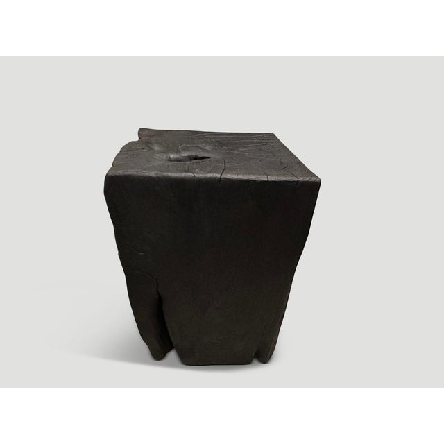 2010s Andrianna Shamaris Charred Teak Wood Side Table For Sale - Image 5 of 5