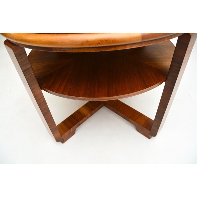 Large Art Deco Coffee Table in Figured Walnut, 1930 For Sale - Image 6 of 8