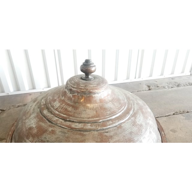 Tribal Late 20th Century Hammered Metal Moroccan Covered Food Warmer For Sale - Image 3 of 13