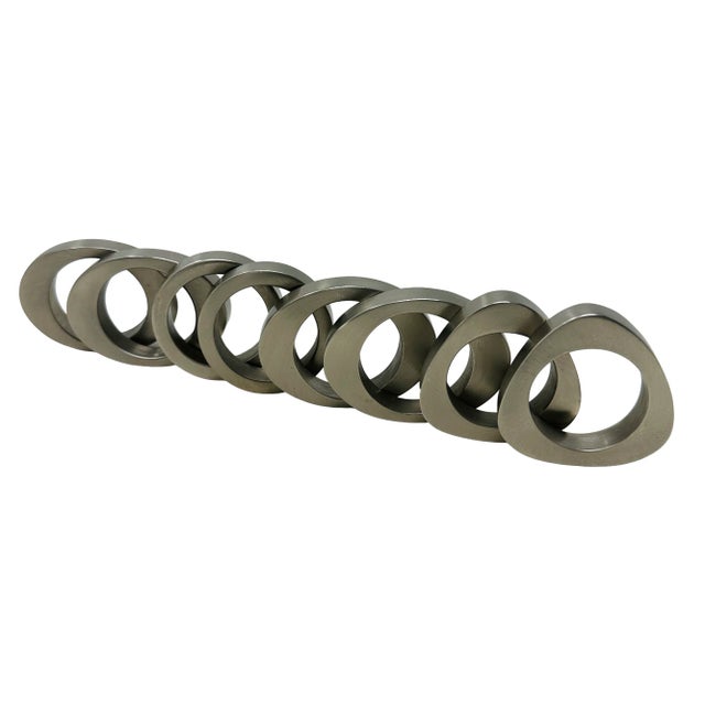 Vintage Pottery Barn Solid Stainless Steel Napkin Rings a Set of 8 For Sale - Image 10 of 11