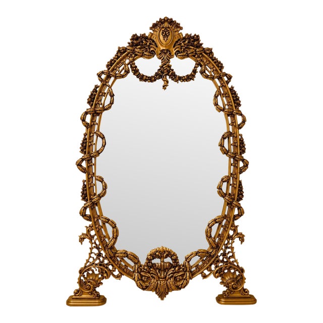 Monumental French Louis XVI Gilt Floor Mirror- 8 ft For Sale