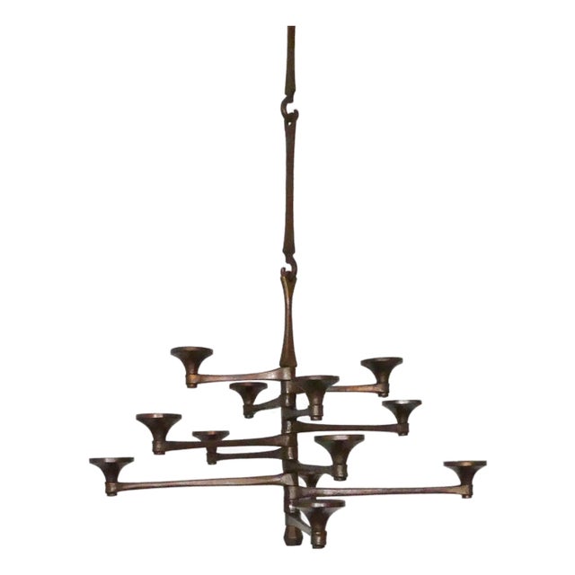 Brutalist Candleholder in Bronze For Sale