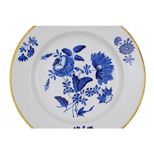 Ceramic Early 19th Century Georgian Derby Botanical Plate Duesbury Bloor Mark Blue Gilt - a Pair For Sale - Image 7 of 10