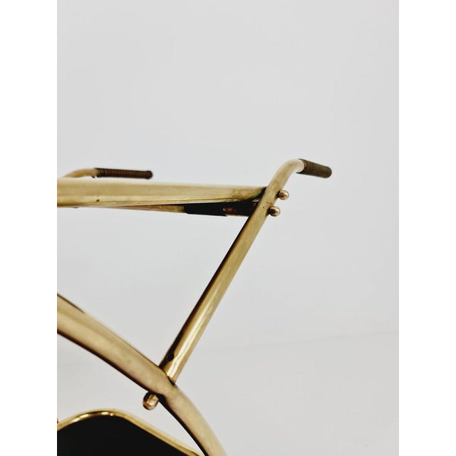 German Trolley in Brass & Black Glass, 1970s For Sale - Image 9 of 11