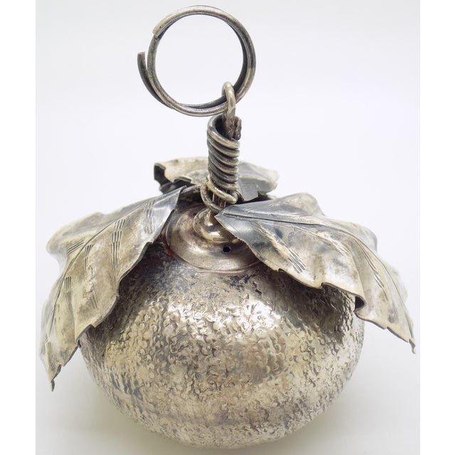 Vintage Italian Handmade Genuine Silver Tangerine/Mandarin Traditional Italian Christmas Decoration For Sale - Image 4 of 11