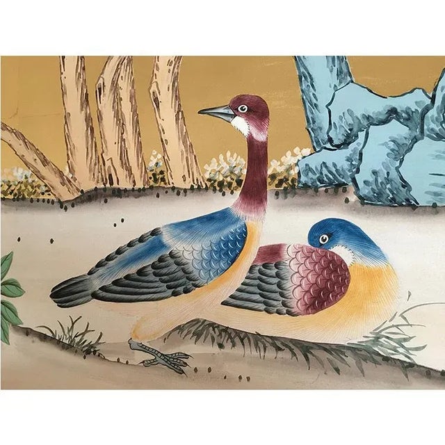 Chinoiserie Hand Painted Wallpapers Mural Panel - 6 Panels For Sale - Image 9 of 10