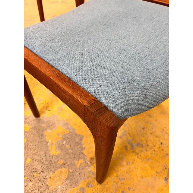 Wood Light Blue Upholstered Teak Chairs by Vilhelm Wohlert for Poul JeppesensMöbelfabrik, 1956, Set of 4 For Sale - Image 7 of 11