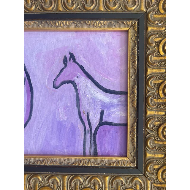 Abstract Original Equestrian Oil Painting in Custom Frame For Sale - Image 3 of 10