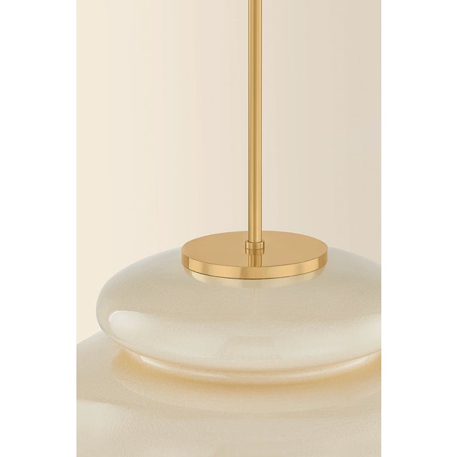 Mitzi Pia 16 in. 1 Light Pendant in Aged Brass and Ceramic Butter Crackle Finish For Sale - Image 12 of 14