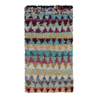 1950s Vintage Azilal Moroccan Boucherouite Rug With Chevron Patterns From Rug & Kilim For Sale
