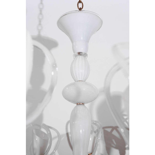 12 Arm Large White Murano Chandelier by Venini For Sale In Los Angeles - Image 6 of 10