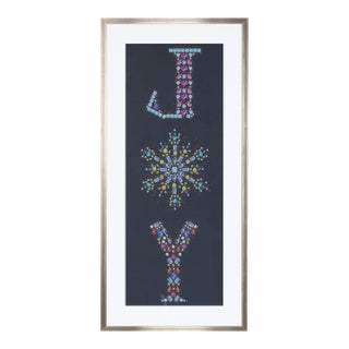 Holiday Jewel "Joy" Print Under Glass 23.5"H For Sale