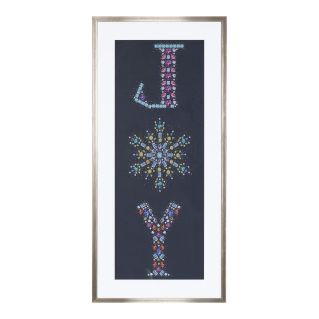 Holiday Jewel "Joy" Print Under Glass 23.5"H For Sale