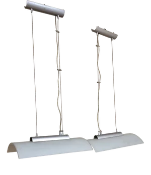 Vintage German Pendant Lamps in Silver-Colored Metal with Glass Shades from Fischer-Leuchten, 1990s, Set of 2