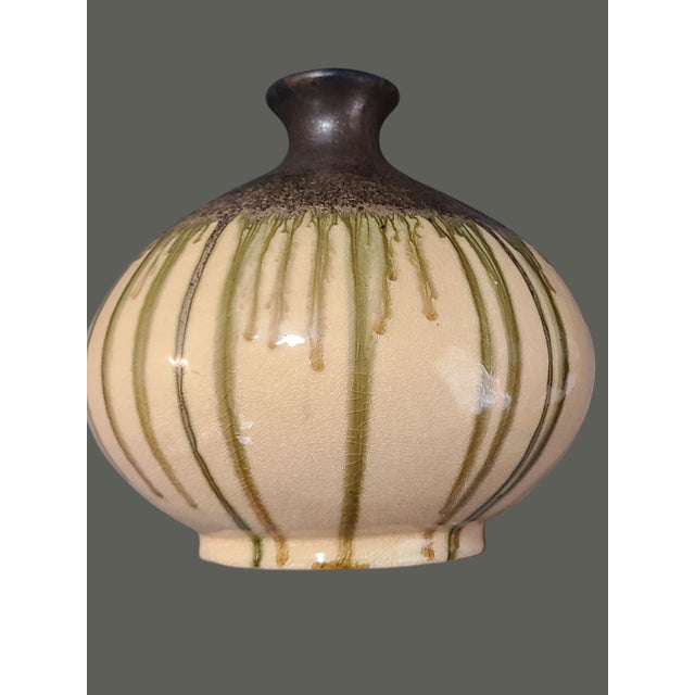 Mid-Century Modern Vintage Mid-Century-Modern Studio Art Pottery Drip Glazed Earth Tone Vase For Sale - Image 3 of 6