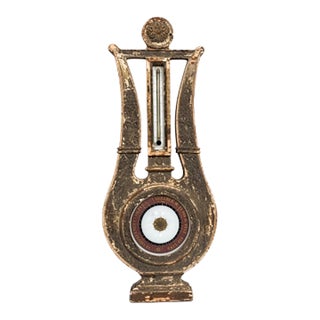 Antique Painted Giltwood Lyre Barometer For Sale
