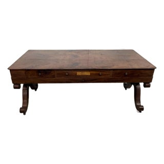 Large 19th Century French Charle X Flame Solid Mahogany Writing Desk For Sale