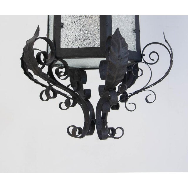 French Wrought Iron and Granita Glass Pendant, 1900s For Sale - Image 10 of 14