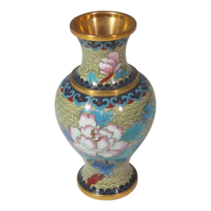 Vintage 1960s Floral Cloisonne Vase