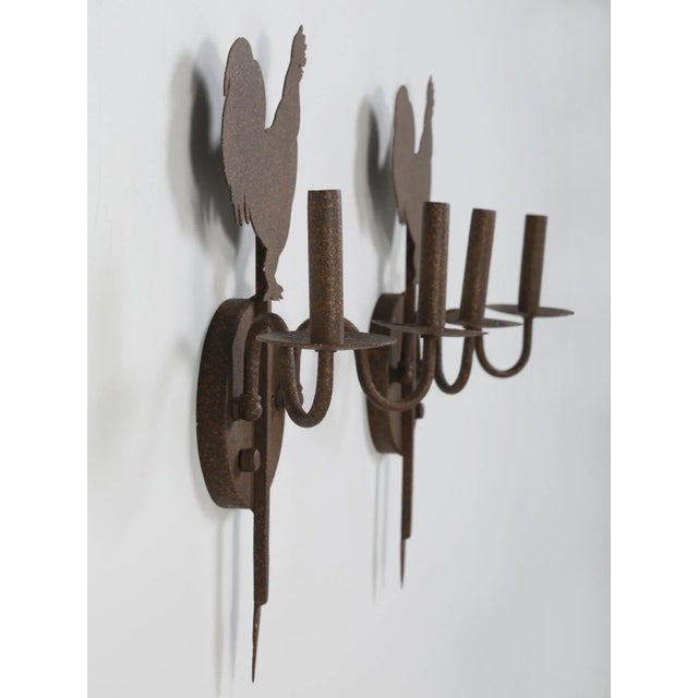 American American Made Rooster Sconces - a Pair For Sale - Image 3 of 13