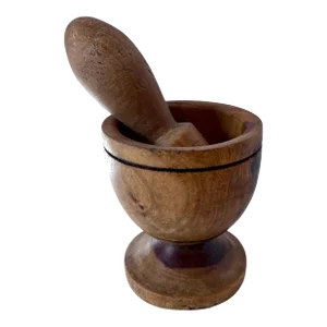 Hand Crafted French Wooden Mortar and Pestle - Set of 2
