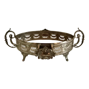 Late 19th Century Silver Plate Wide Gallery Handled Oval Tray