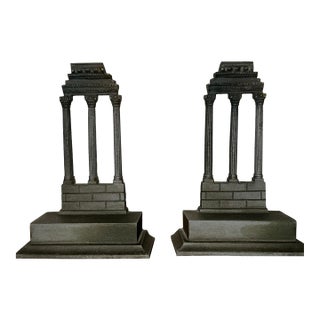 Antique Pair of Bradley & Hubbard Cast Iron Bookends, "Temple of Castor and Pollux" For Sale