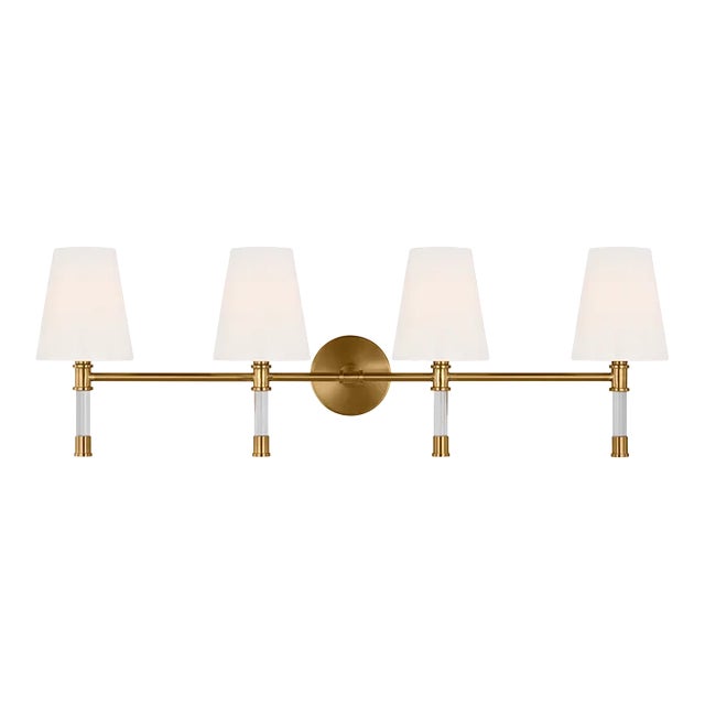 Chapman & Myers by Visual Comfort Studio Hanover 4-Light Bath Vanity Sconce in Burnished Brass For Sale
