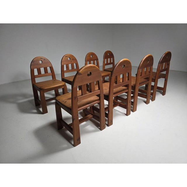 Solid Pine Dining Chairs from Wasa Mōbel, 1970s, Set of 8 For Sale - Image 4 of 13