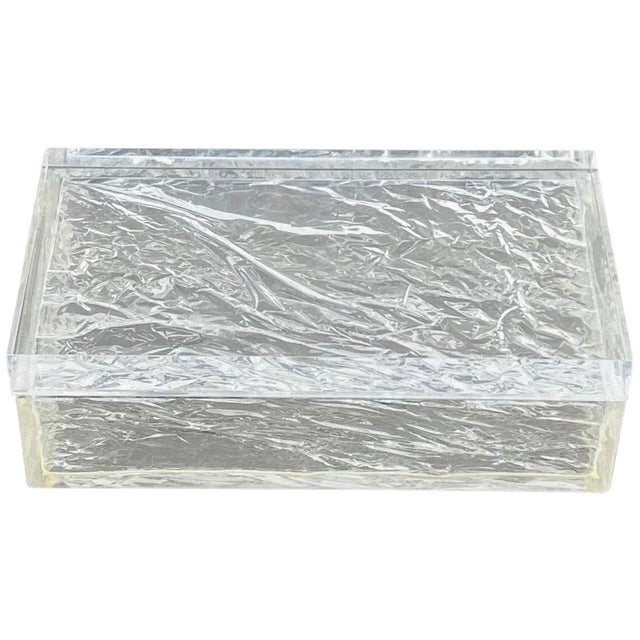 Italian Rectangular Box in Acrylic Glass with Ice Effect, 1970s For Sale - Image 13 of 13