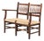 French Patinated Beech and Rush 2-Seat Bench, France, 1950s For Sale