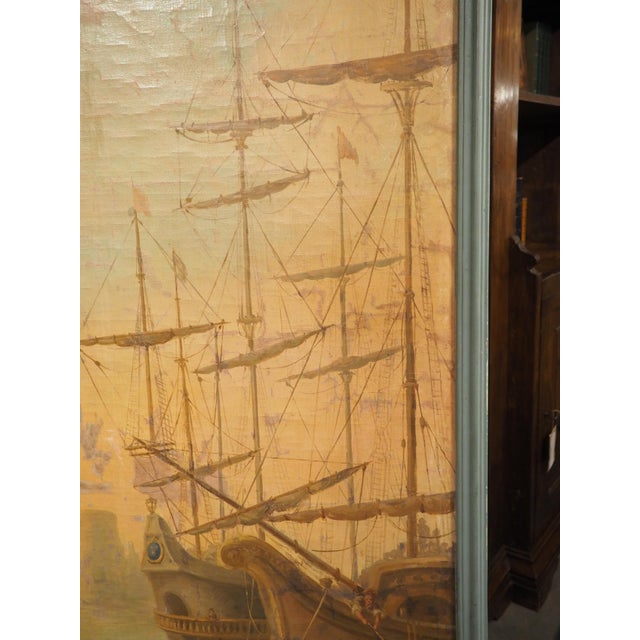 19th Century French Seaport Oil Painting After Claude Lorrain, 60.4 X 74.3 In For Sale - Image 17 of 18