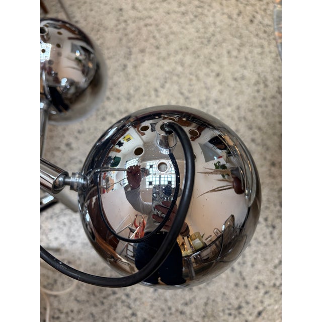 1970s Mid-Century French Chrome-Plated Eyeball Pendant Lamp, 1970s For Sale - Image 5 of 13