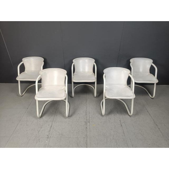 Vintage dining chairs by Metaform, set of 5 - 1970s - mid century modern leather dining chairs - design dining chairs Set...
