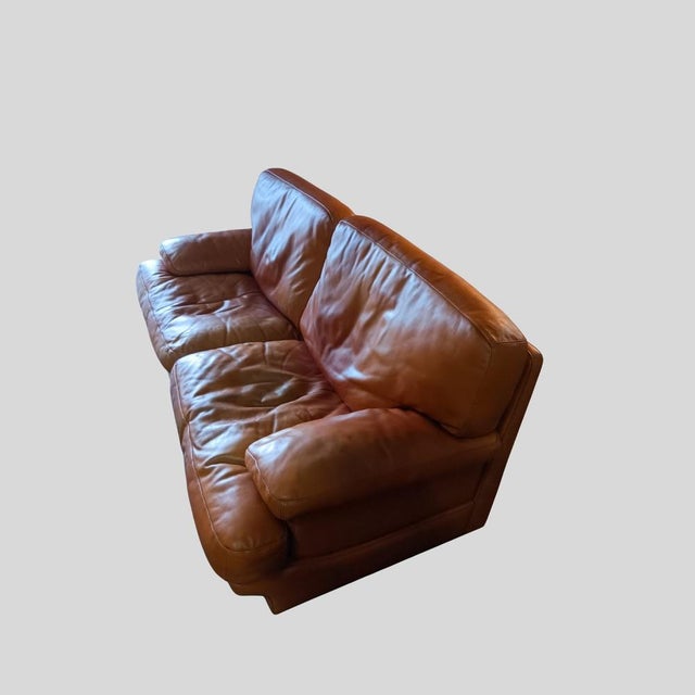 Vintage Italian Leather Sofa from Formaflex, 1970s, Set of 2 For Sale - Image 4 of 14