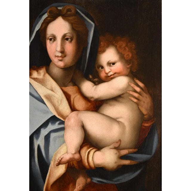 Workshop of Andrea del Sarto / Andrea d'Agnolo di Francesco, Madonna and Child, 1530, Oil on Board For Sale - Image 7 of 18