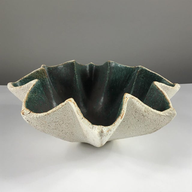 Ceramic Star Bowl With Green Glaze by Yumiko Kuga For Sale - Image 4 of 4