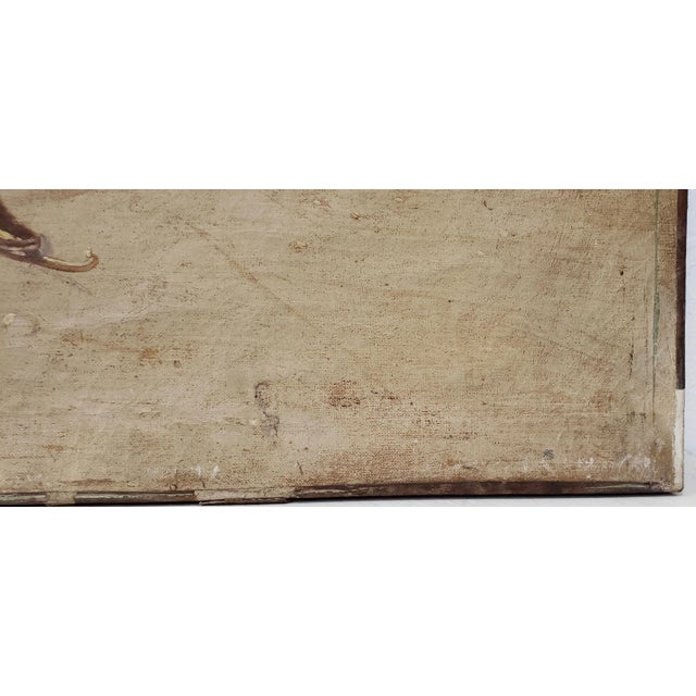 Textile Late 19th Century "Ice Skating" Original European Oil Paintings C.1890s - a Pair For Sale - Image 7 of 10