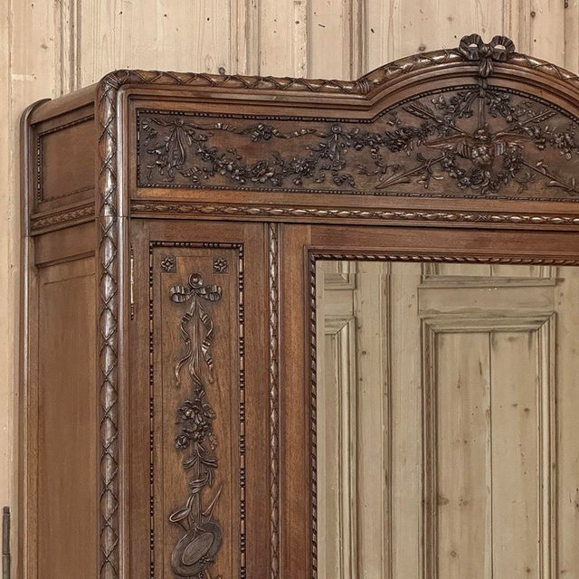 Wood 19th Century French Louis XVI Walnut Armoire For Sale - Image 7 of 18
