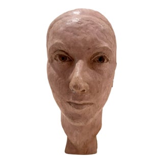 1960s Larry Mohr Painted Plaster Terrac Bust Sculpture Signed From Artist Estate For Sale