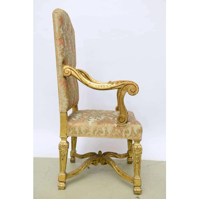 French Antique Palatial French Grand Style Louis XIV Giltwood Throne Chairs - a Pair For Sale - Image 3 of 9