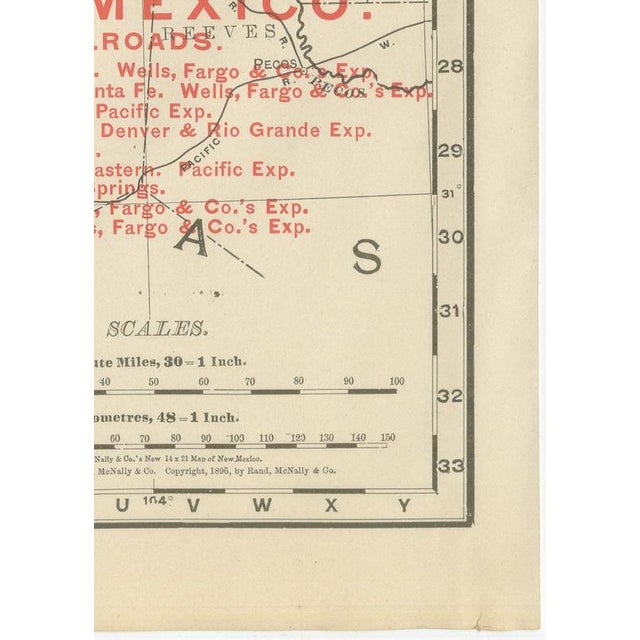Antique Map of New Mexico Territory, Before Statehood from Rand McNally, 1899 For Sale - Image 9 of 12