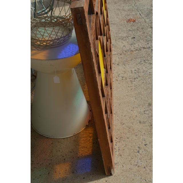 Art / Stained Glass & Wood Window Panel / Color W/ Yellow & Blue Arches in Center For Sale - Image 9 of 17