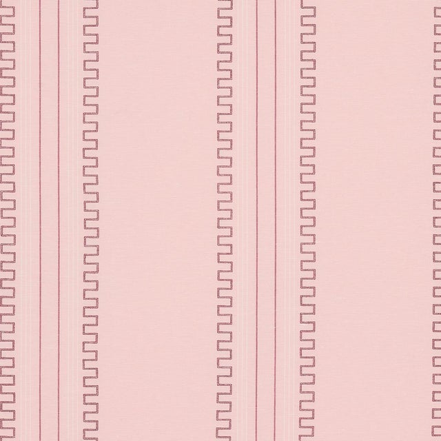 Sample - Schumacher X Mary McDonald Greco Stripe Fabric in Pink For Sale