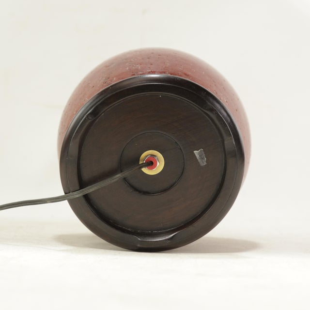 Vintage Oxblood Glazed Ceramic Table Lamp For Sale - Image 9 of 11