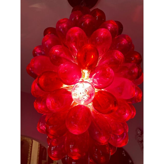 Handmade Stained Pink Color Light Fixture of Recycled Hand Blown Glass For Sale - Image 9 of 11