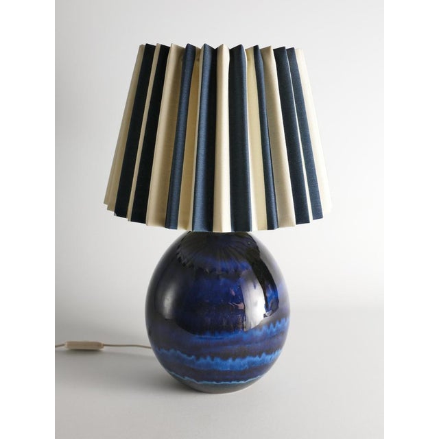 Carl-Harry Stålhane Blue Stoneware Table Lamp by Carl-Harry Stålhane, Sweden, 1970s For Sale - Image 4 of 16