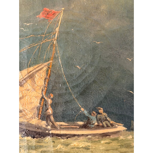 European Sailing Scene, Circa 1900 For Sale - Image 4 of 5