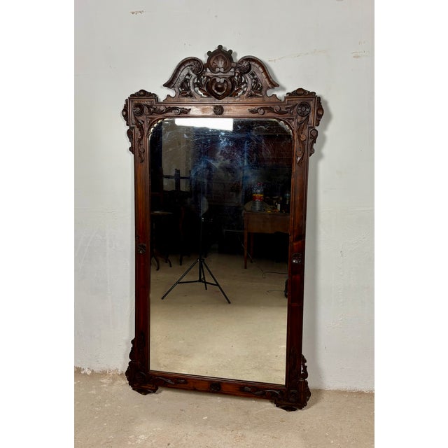 Wood Large Renaissance Revival Hardwood Mirror, 1890 For Sale - Image 7 of 17