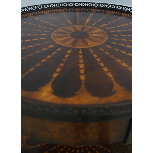 Brown Theodore Alexander Inlaid 2 Tier Mixed Wood End Table For Sale - Image 8 of 18